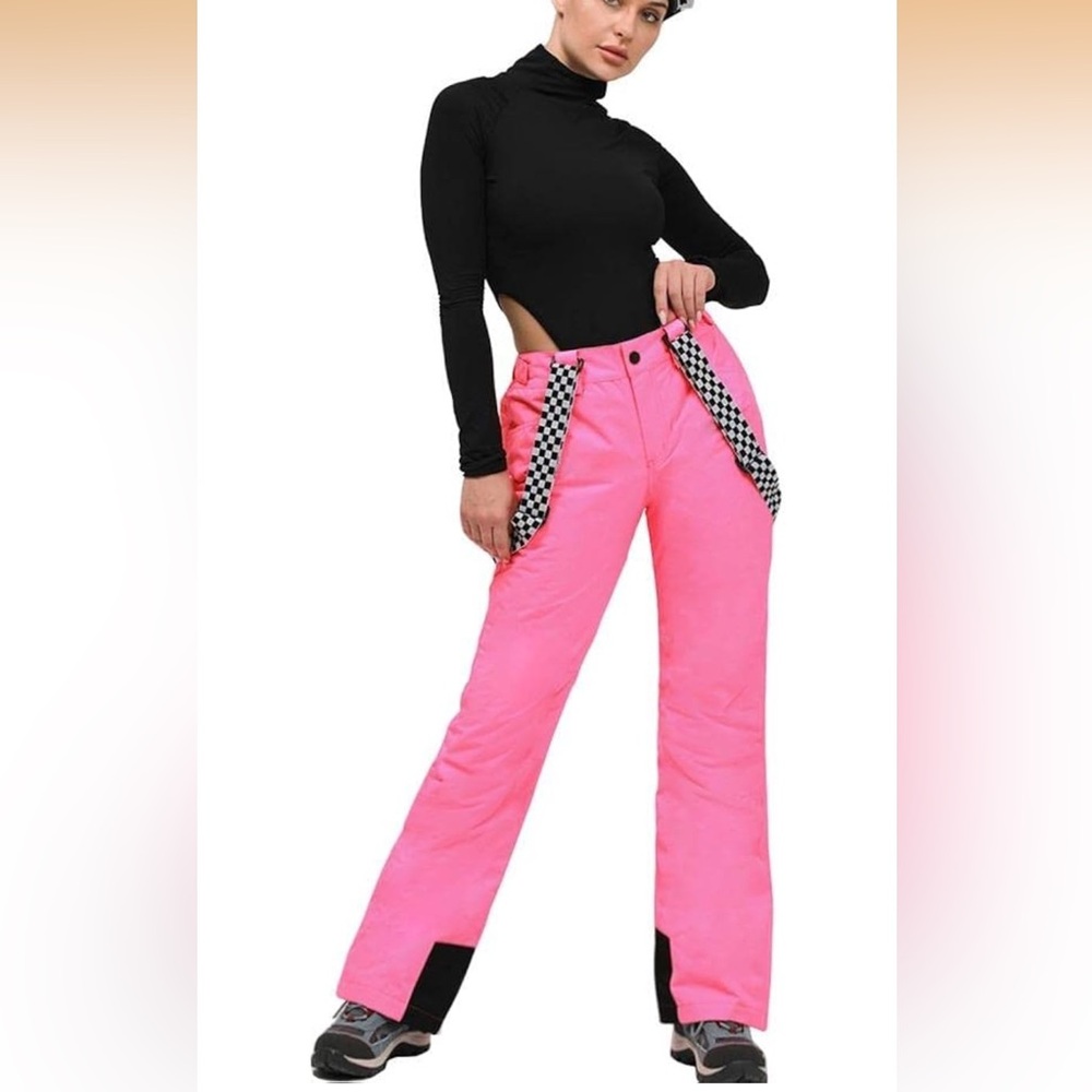 Pink Women's Pants with Checkered Detail